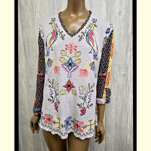 John Mark Tops - John Mark Cross Stitch/Embroidered Top
